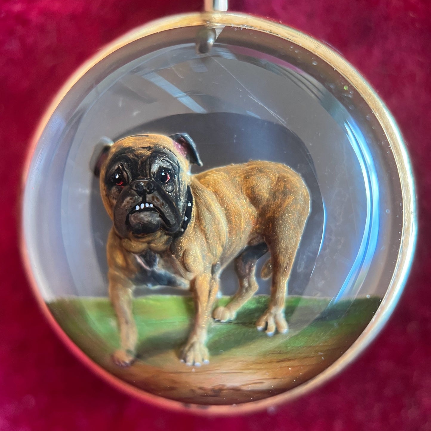 c. Late 19th Century 14k Gold Essex Crystal Bulldog Pendant