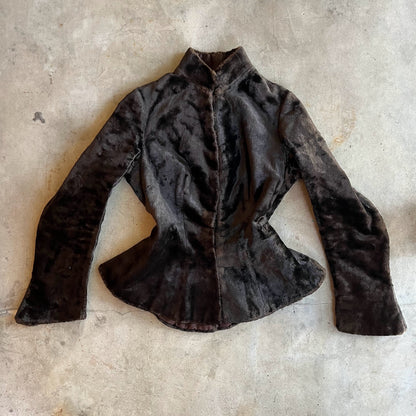c. 1890s Faux Seal Plush Jacket