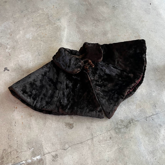 c. 1890s Faux Seal Plush Capelet