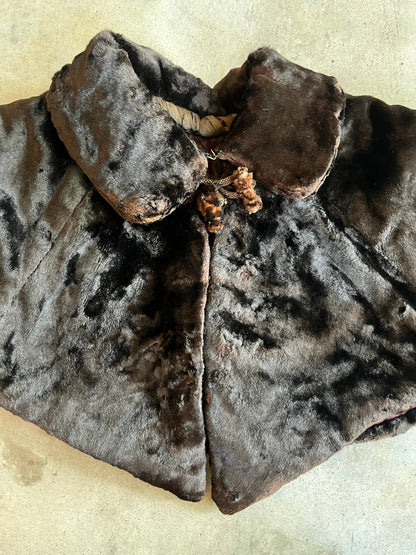 c. 1890s Faux Seal Plush Capelet