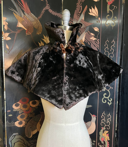 c. 1890s Faux Seal Plush Capelet