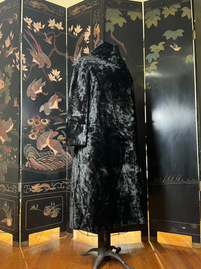 c. 1910s-1920s Faux Seal Plush Coat