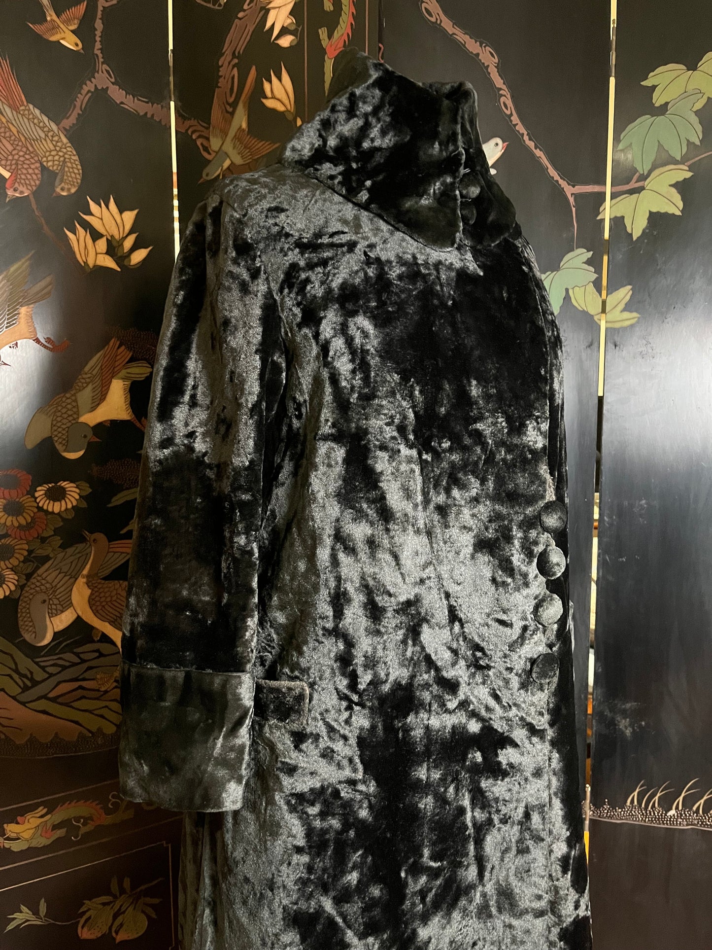 c. 1910s-1920s Faux Seal Plush Coat