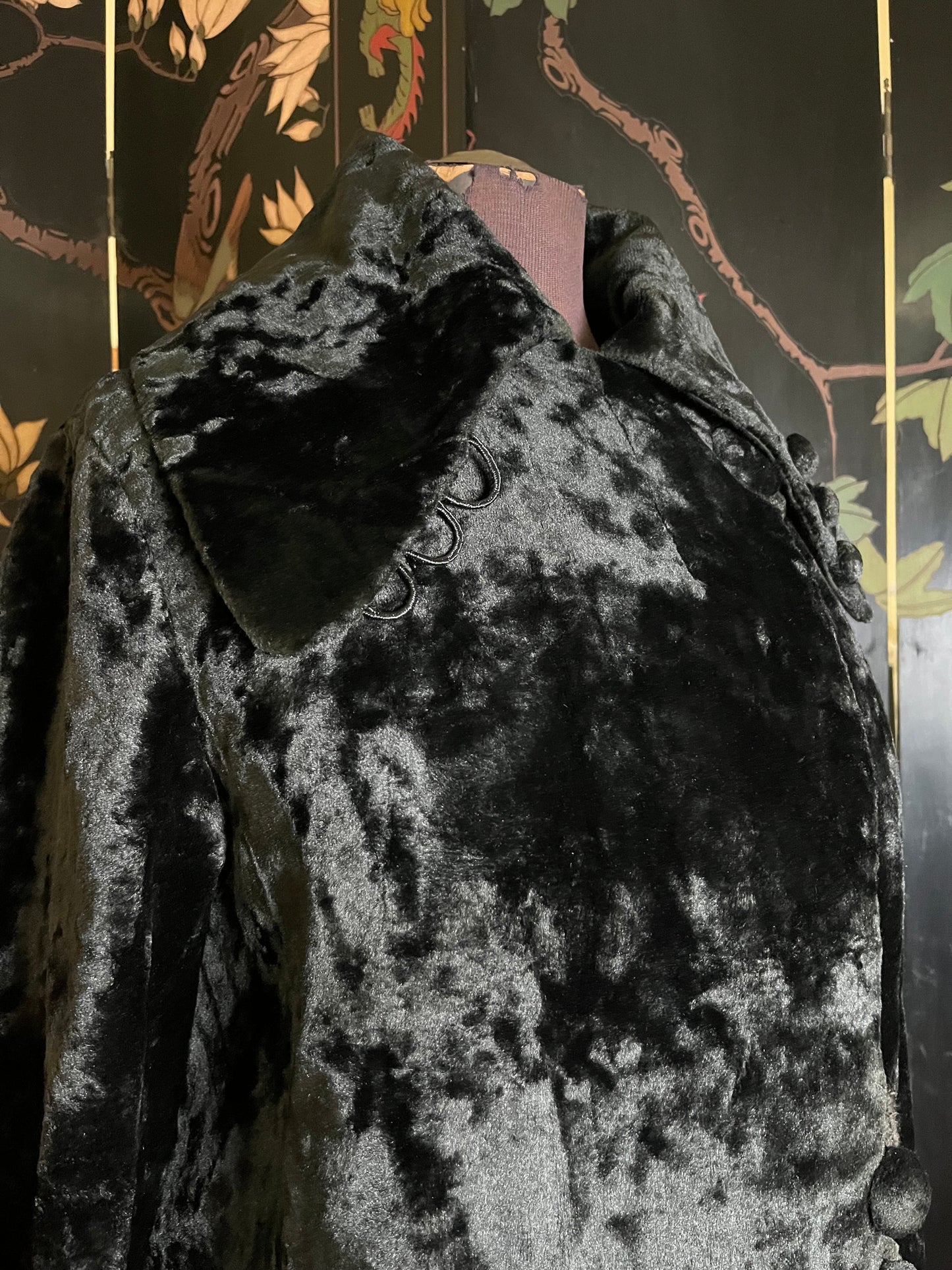 c. 1910s-1920s Faux Seal Plush Coat