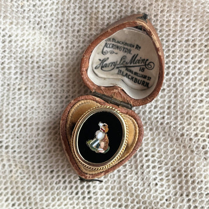 Late 19th c. 14k Gold Micromosaic Dog Conversion Ring