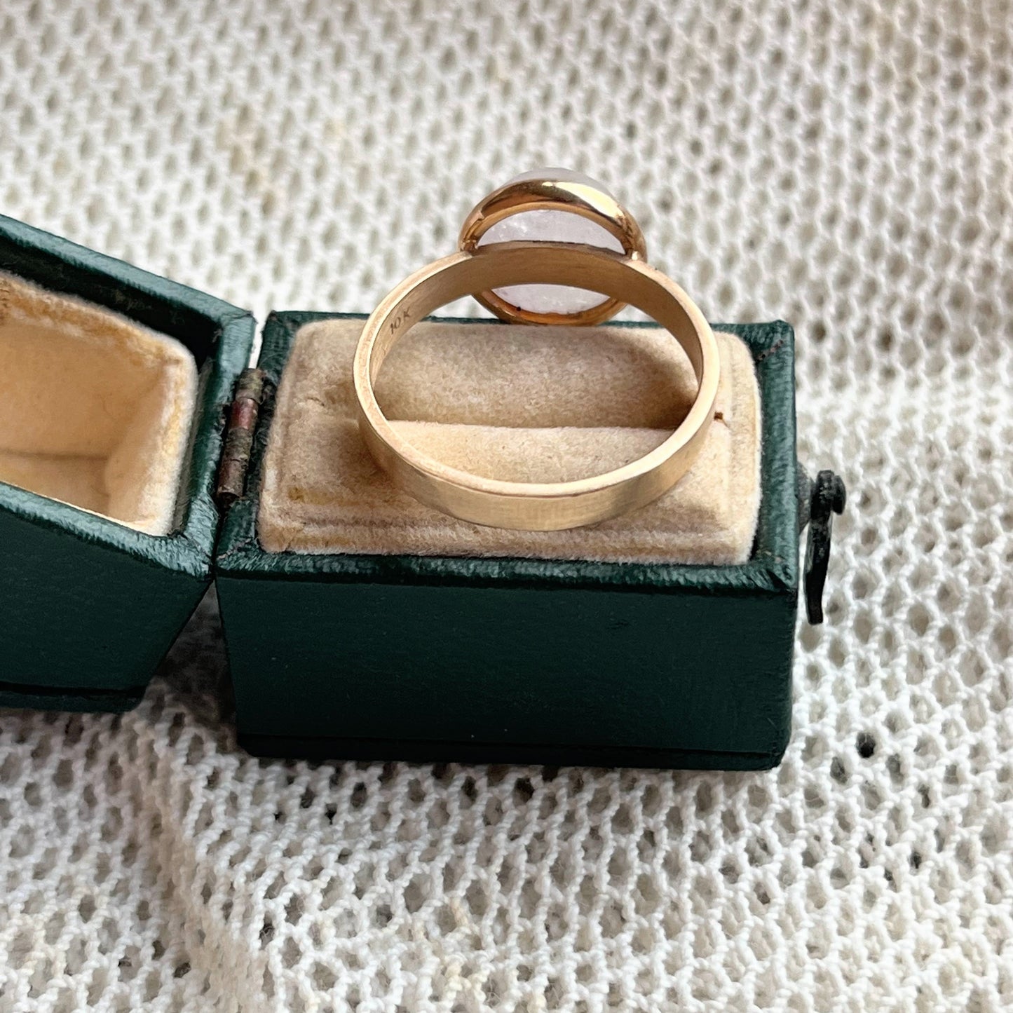 Turn of the Century 10k + 14k Gold Quartz Cabochon Conversion Ring
