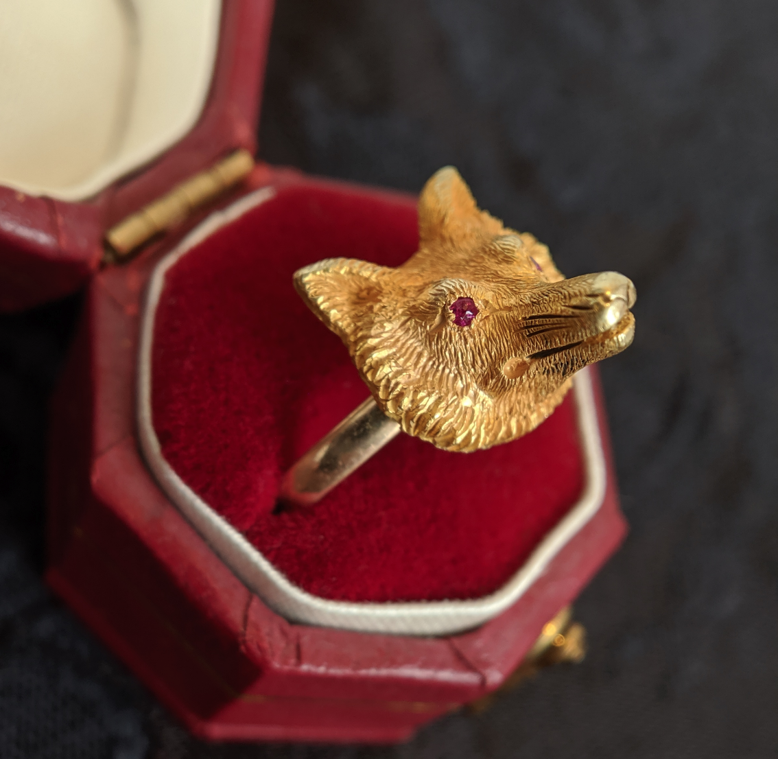 Victorian 19k Gold Fox on 14k Band
