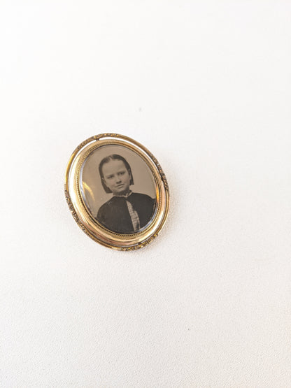 Victorian Swivel Cameo Photo Brooch - Double Sided