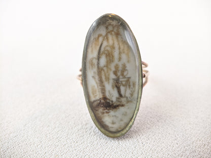Georgian 18th Century Gold Memorial Sepia Ring | Size 7.25