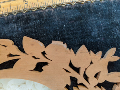 1910s-20s Picture Frame Wall Hanging | Velvet + Wood