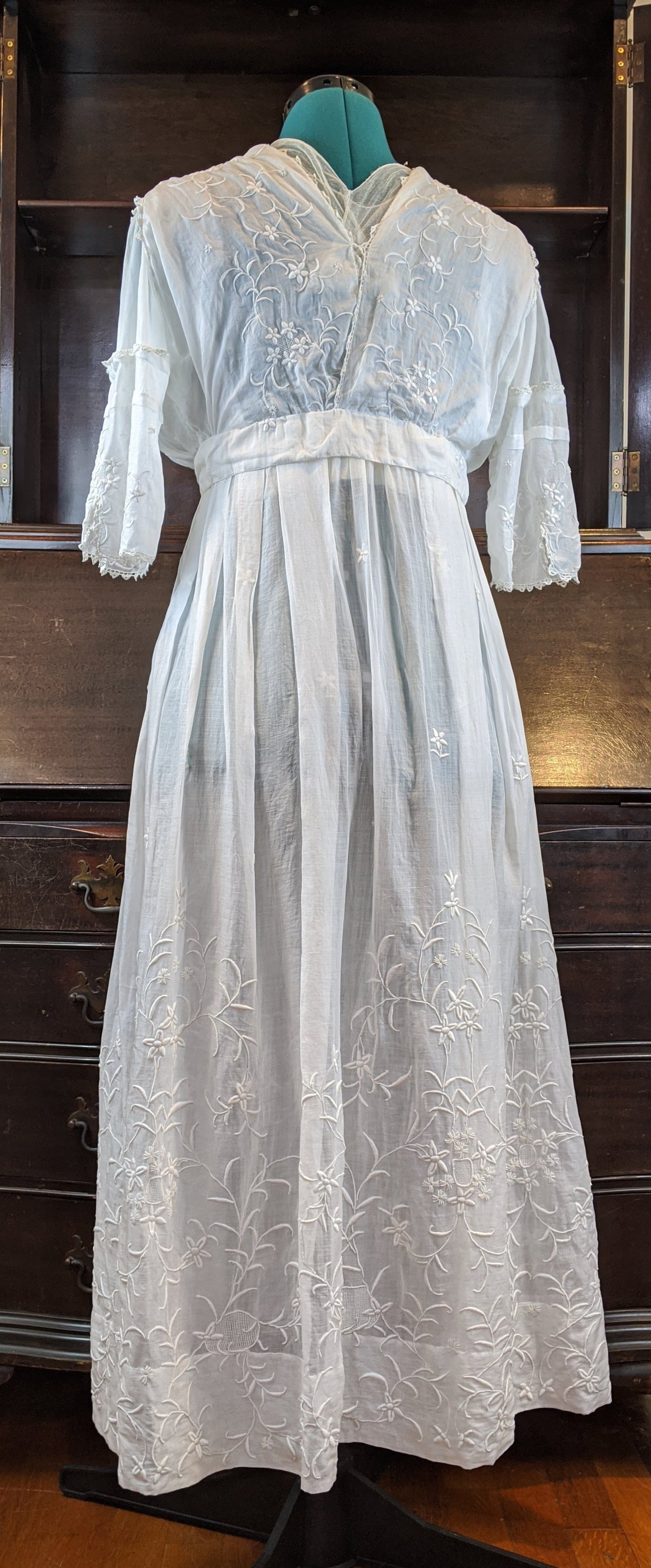 1910s Floral Whitework Dress