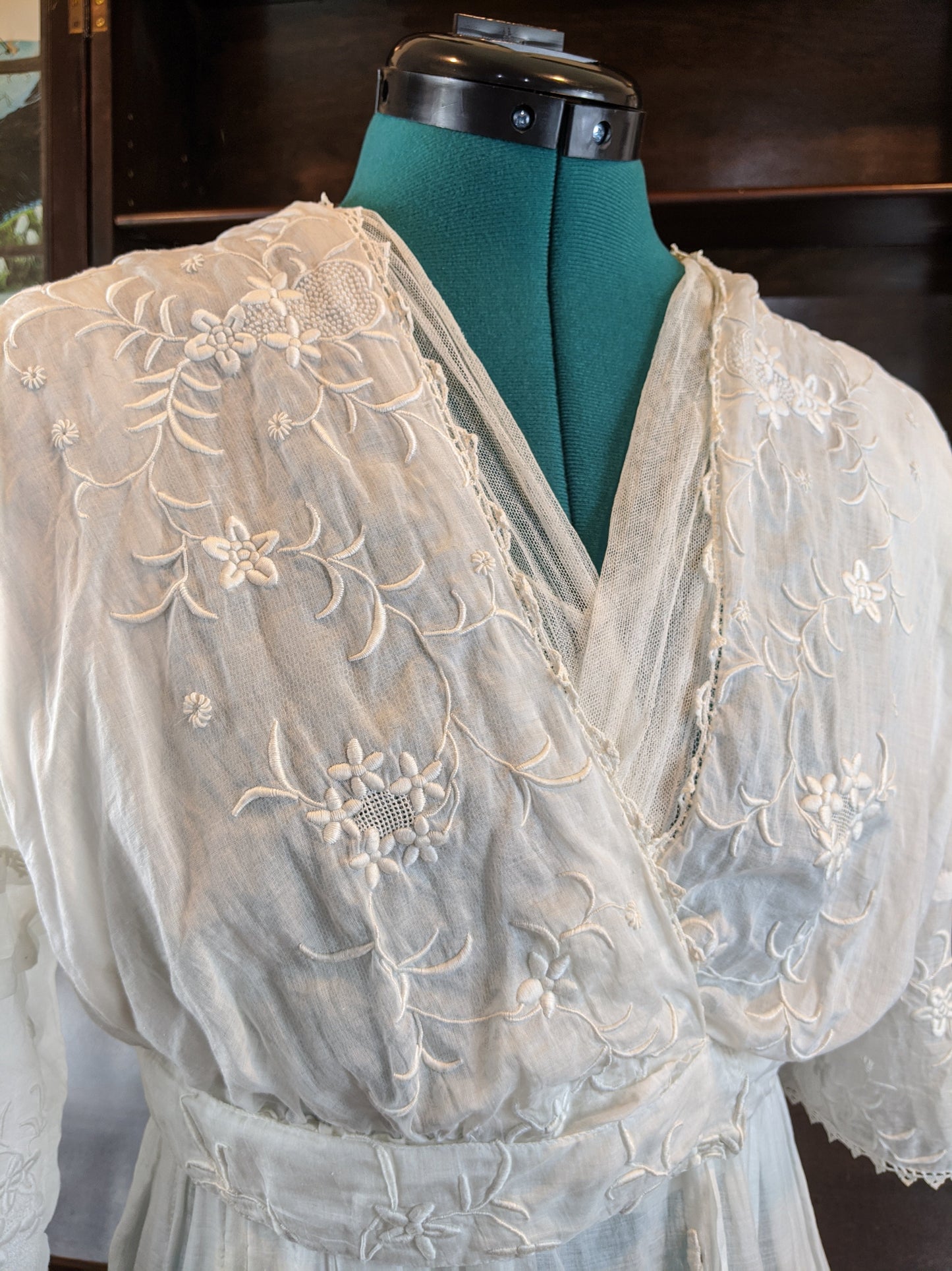 1910s Floral Whitework Dress