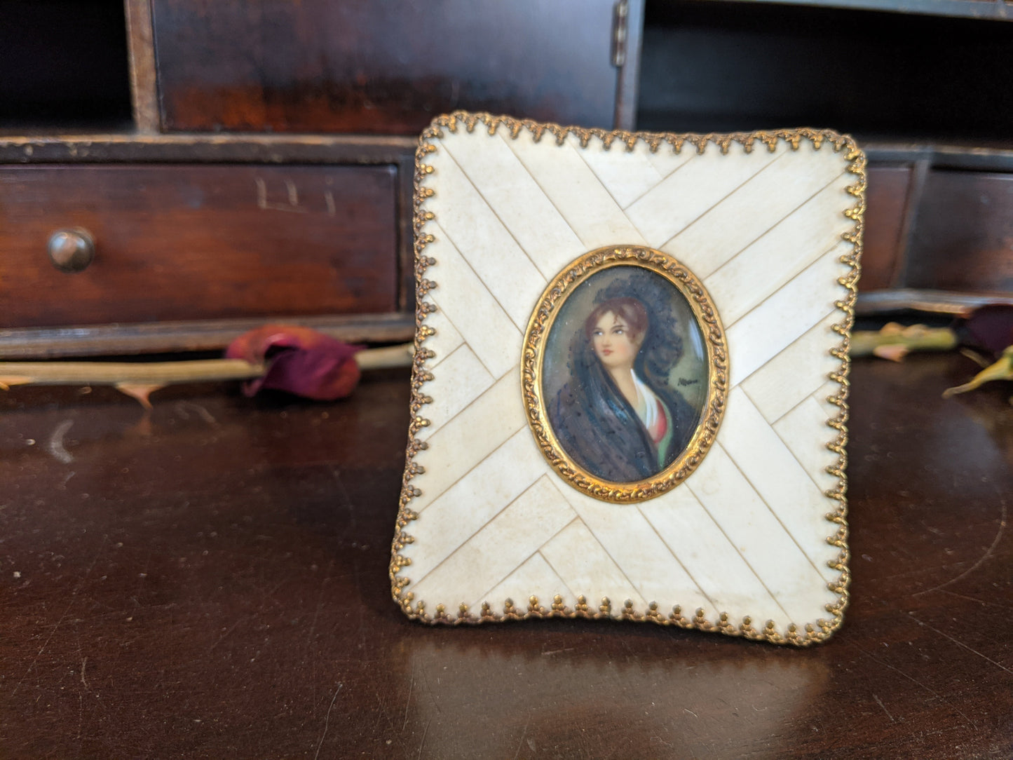 Late Victorian Grand Tour Hand Painted Portrait Miniature