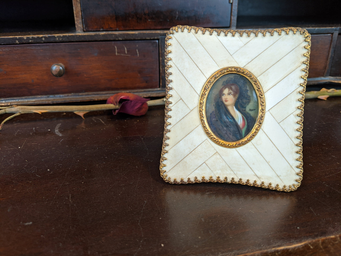 Late Victorian Grand Tour Hand Painted Portrait Miniature