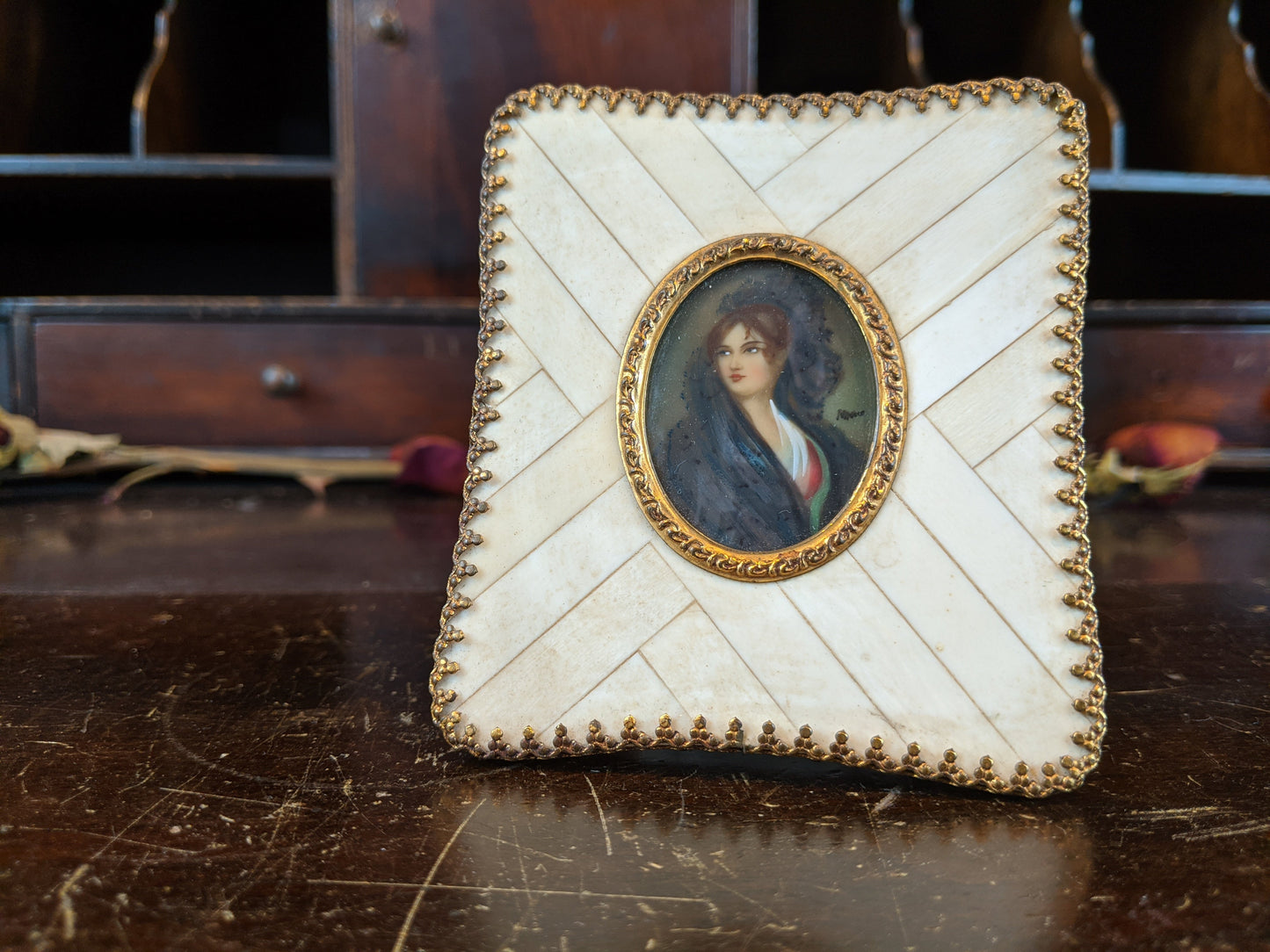 Late Victorian Grand Tour Hand Painted Portrait Miniature