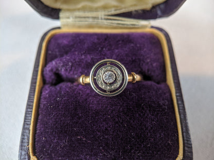 Edwardian 18k Gold Diamond Ring with Platinum Top