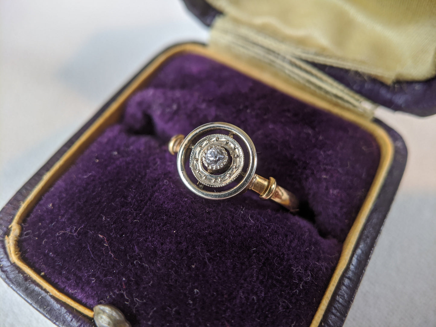 Edwardian 18k Gold Diamond Ring with Platinum Top