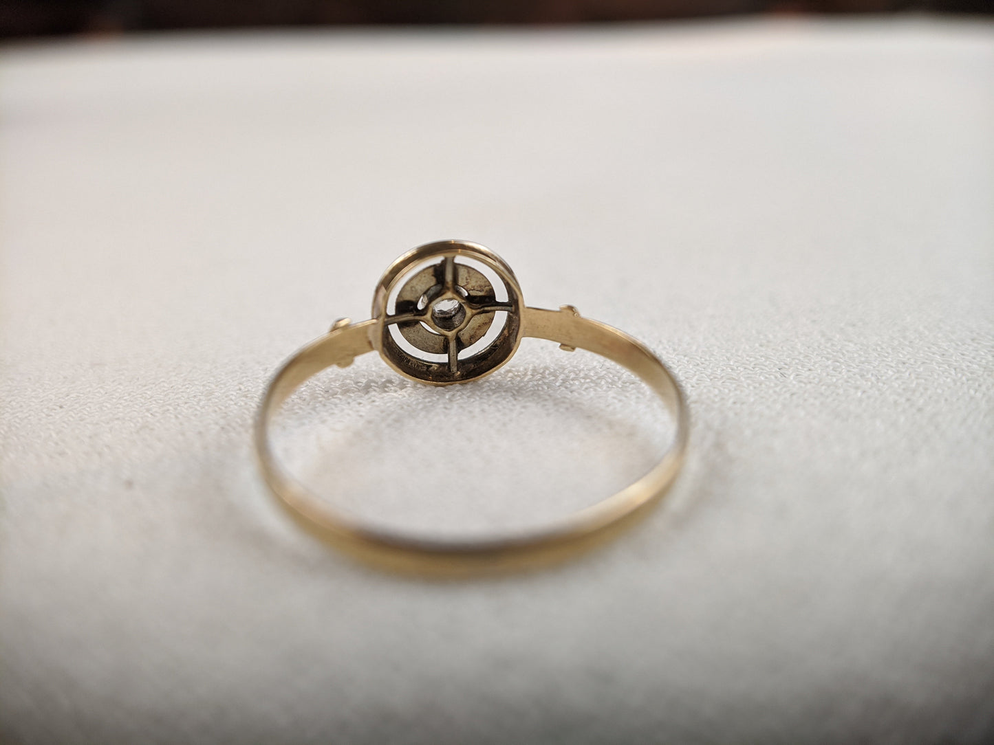 Edwardian 18k Gold Diamond Ring with Platinum Top