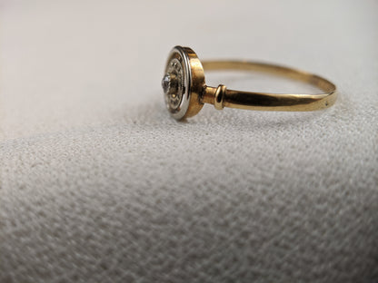Edwardian 18k Gold Diamond Ring with Platinum Top