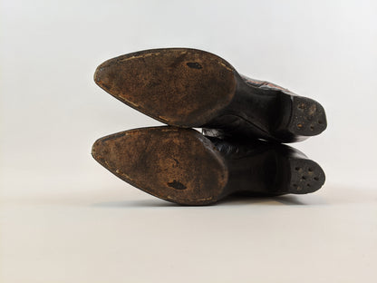 1910s-1920s Black Lace Up Boots | Approx Sz 6-6.5