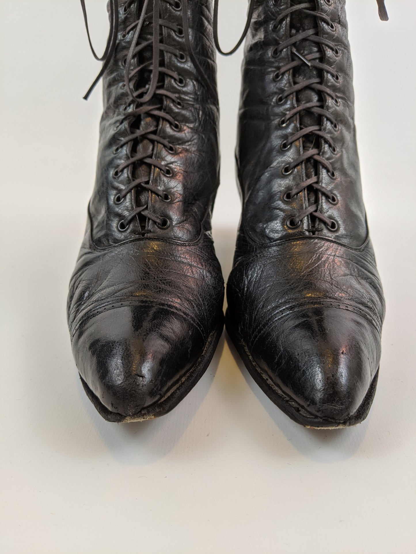1910s-1920s Black Lace Up Boots | Approx Sz 6-6.5