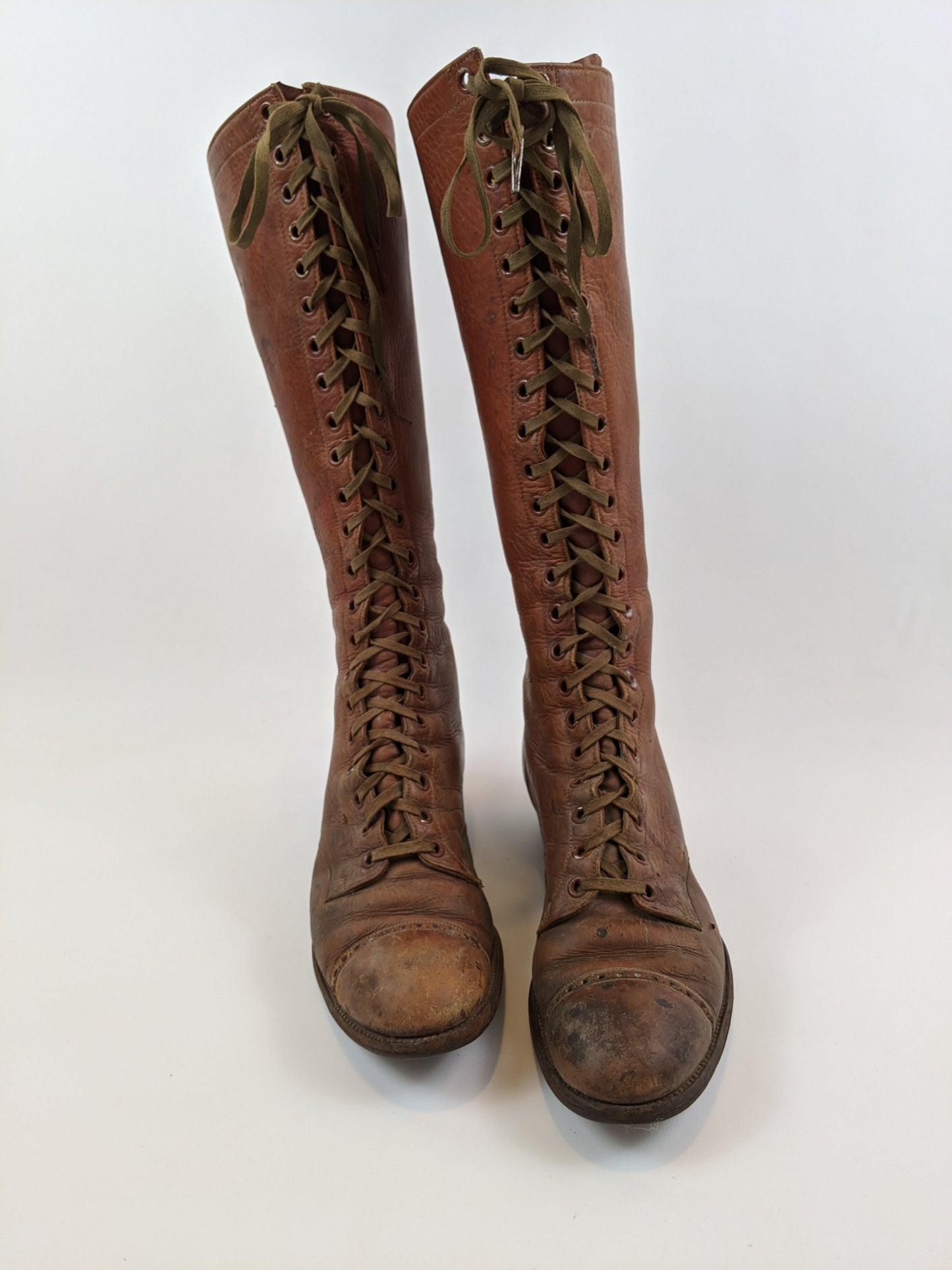 1900s-1910s Tall Brown Lace Up Boots | Approx Sz 7.5