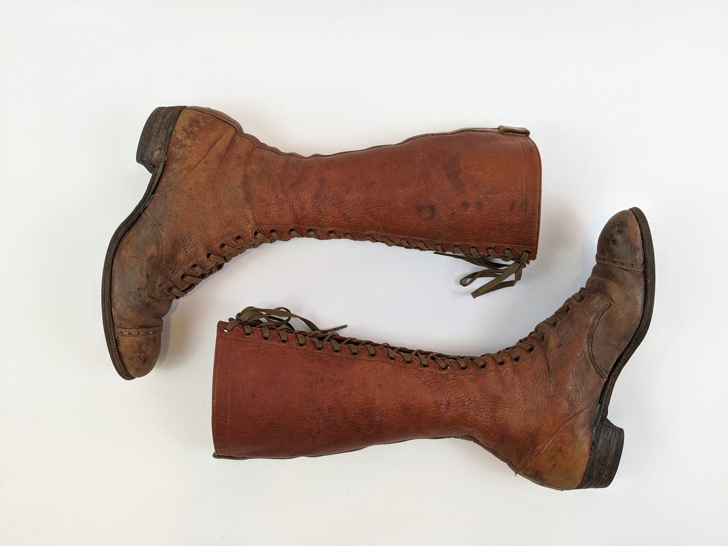 1900s-1910s Tall Brown Lace Up Boots | Approx Sz 7.5