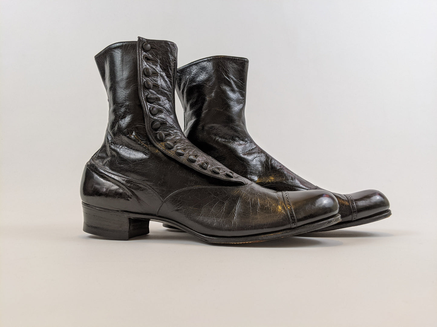 RESERVED — 1910s Black Side Button Boots | Approx Sz 8.5-9