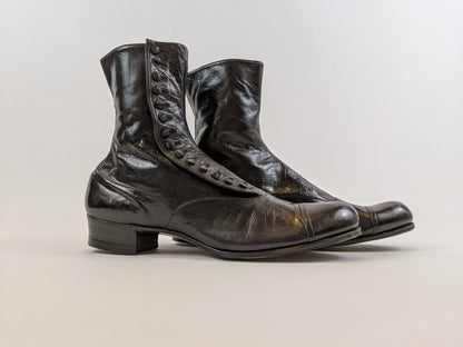 RESERVED — 1910s Black Side Button Boots | Approx Sz 8.5-9