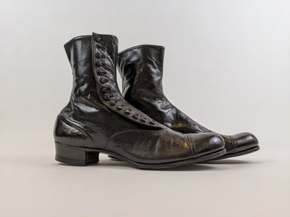 RESERVED — 1910s Black Side Button Boots | Approx Sz 8.5-9
