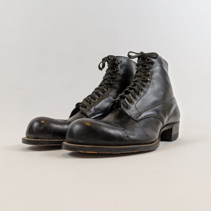 RESERVED | 1910s Black Lace Up Boots | Approx Sz 7.5-8