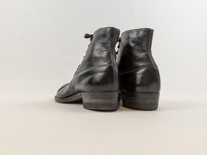 RESERVED | 1910s Black Lace Up Boots | Approx Sz 7.5-8