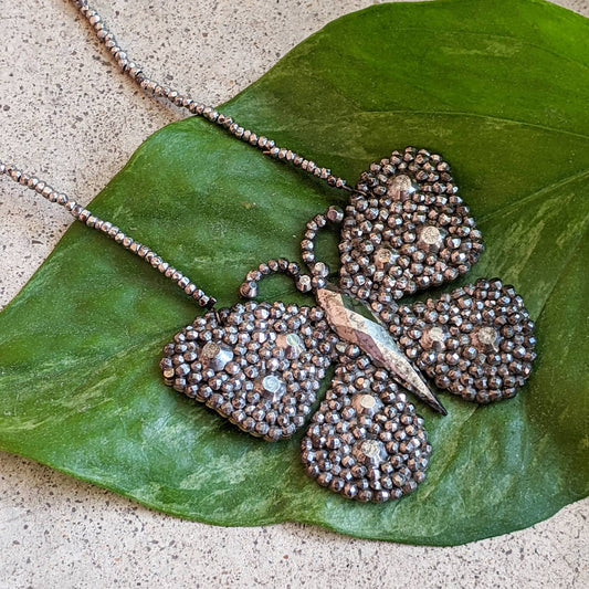 19th c. Cut Steel Butterfly Necklace