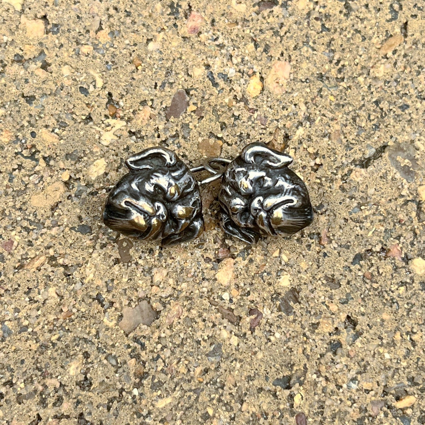 19th c. Silver Bulldog Earrings