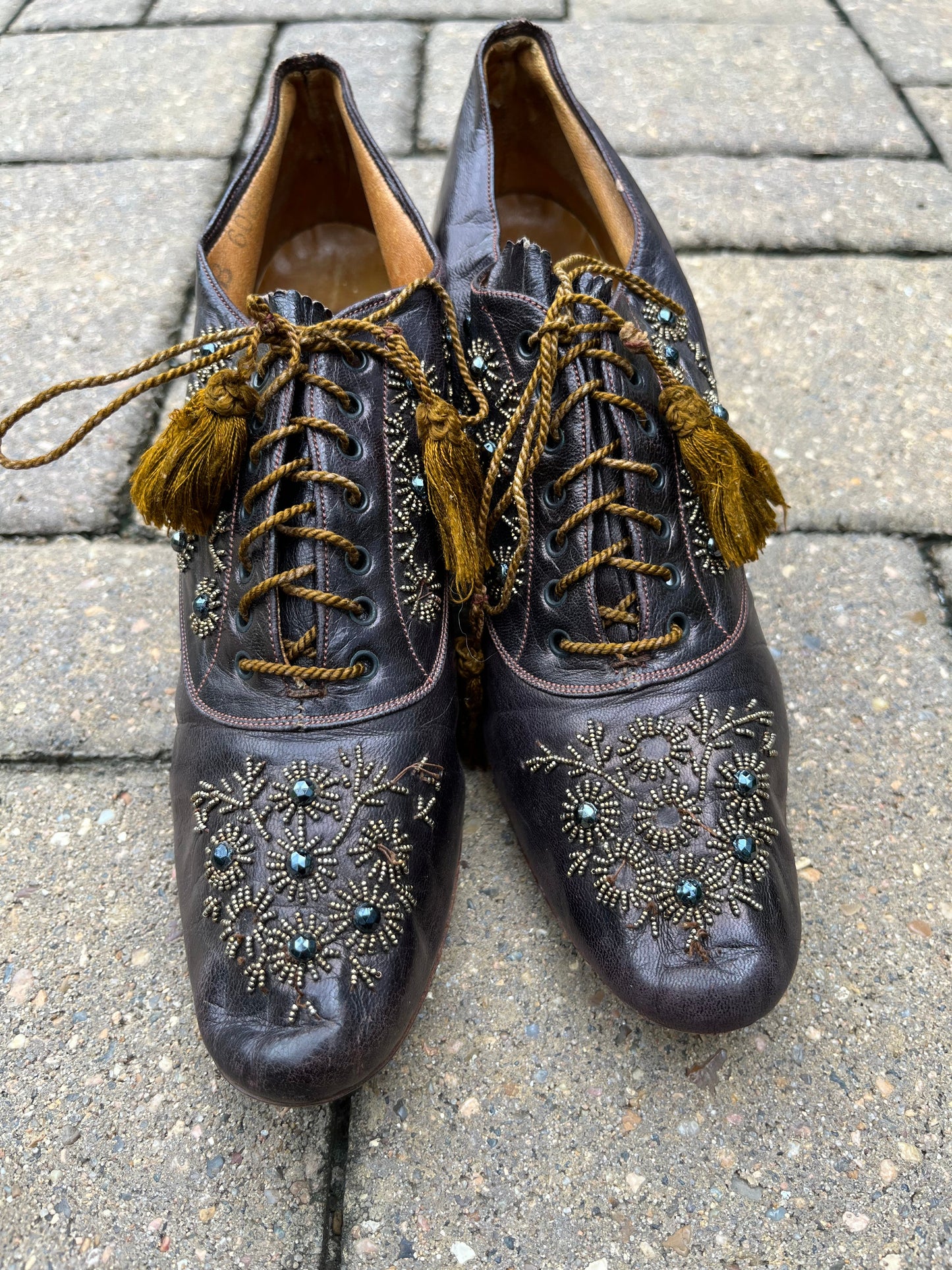 c. 1890s-1900s Beaded Oxfords