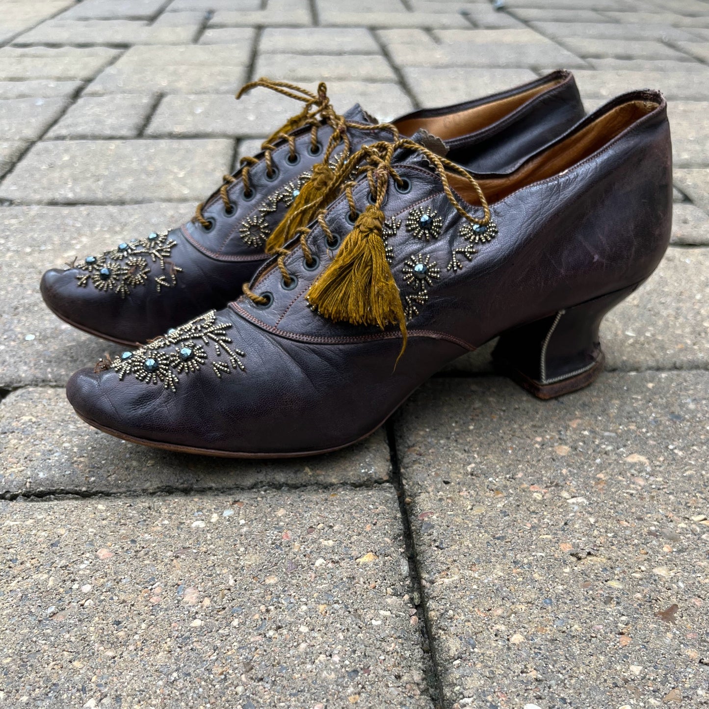 c. 1890s-1900s Beaded Oxfords