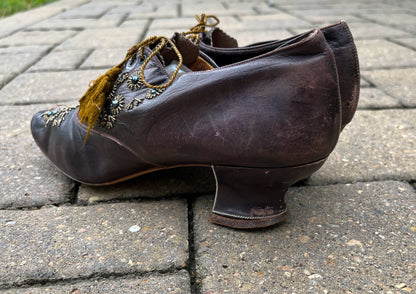 c. 1890s-1900s Beaded Oxfords