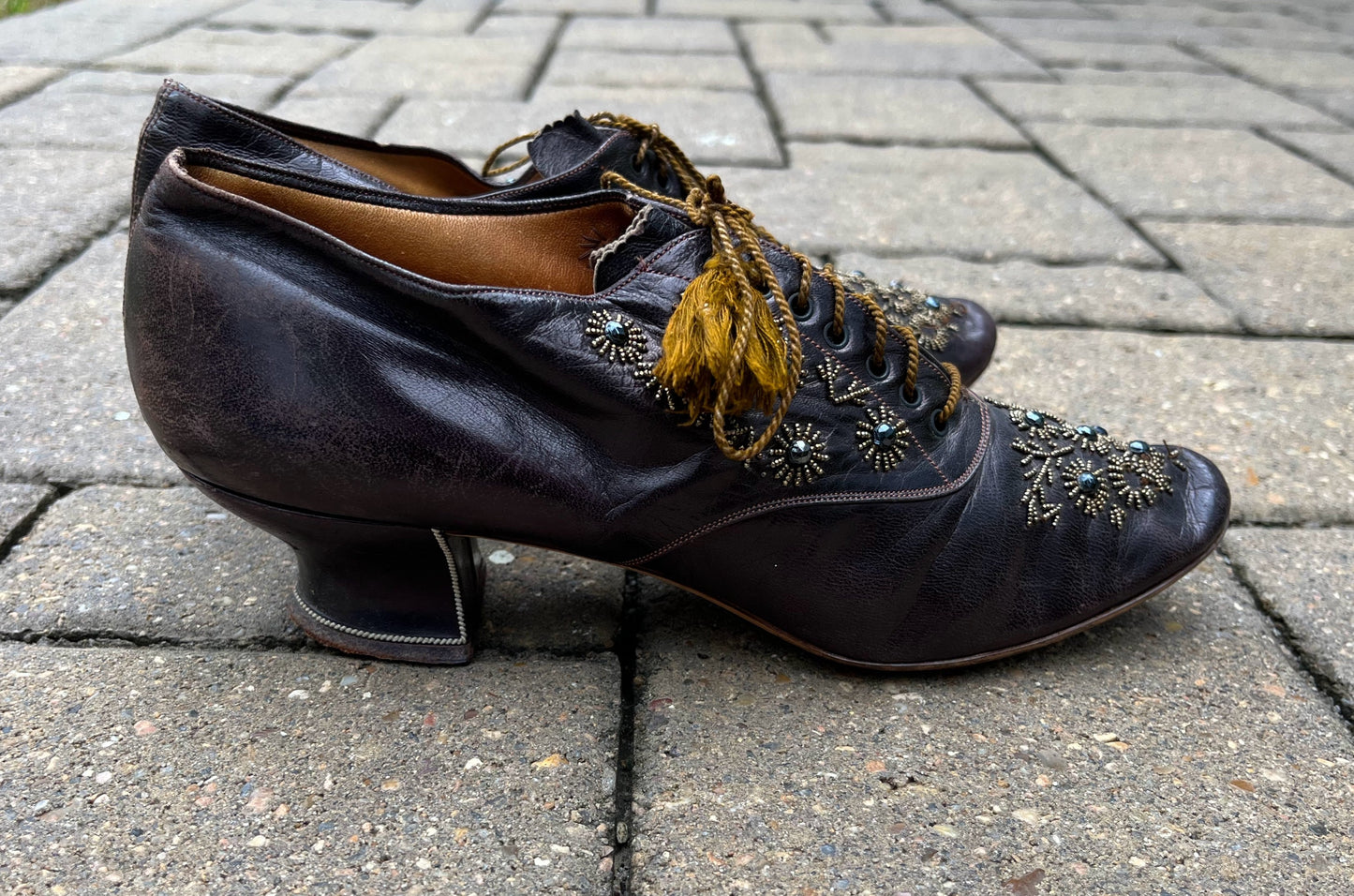c. 1890s-1900s Beaded Oxfords