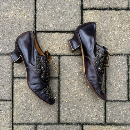 c. 1890s-1900s Beaded Oxfords