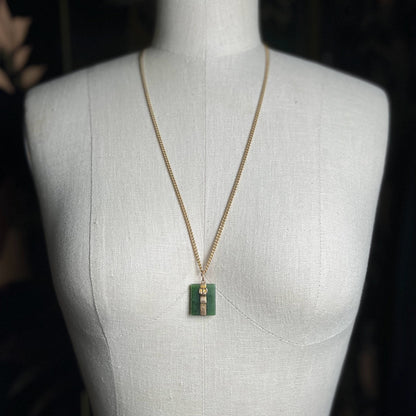 Mid-Late 19th c. Jade Book + 14k Buckle Pendant