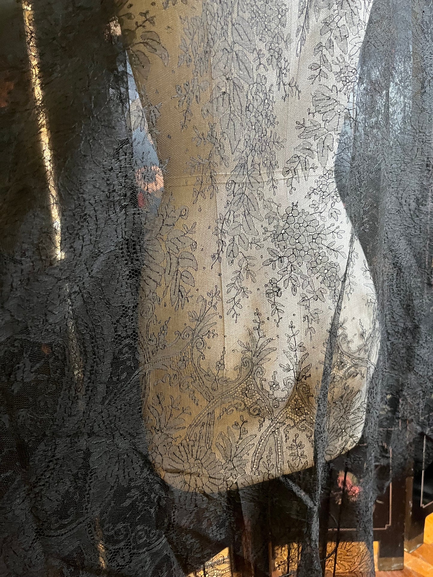 RESERVED | c. 1860s Chantilly Lace Shawl