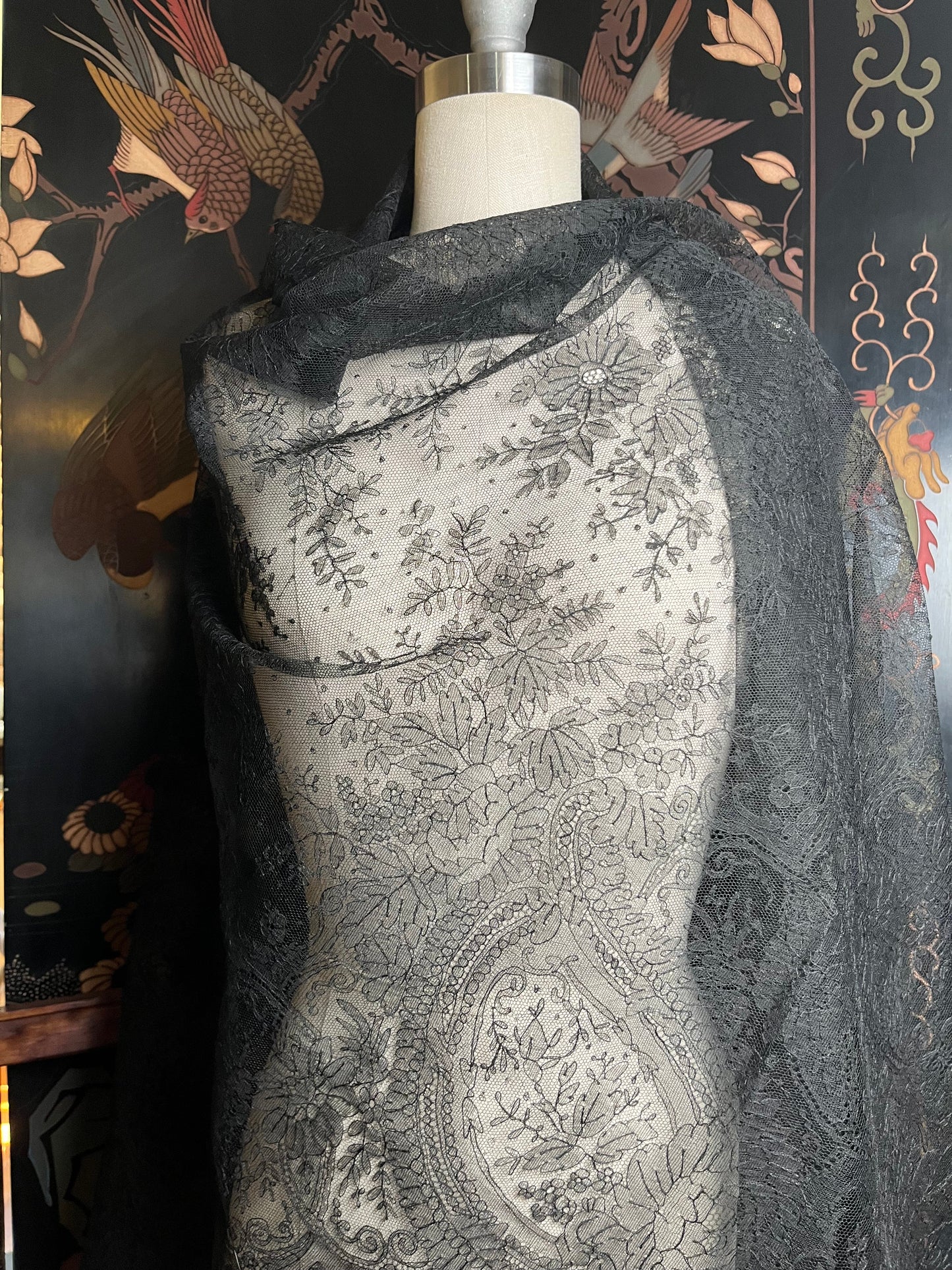 RESERVED | c. 1860s Chantilly Lace Shawl