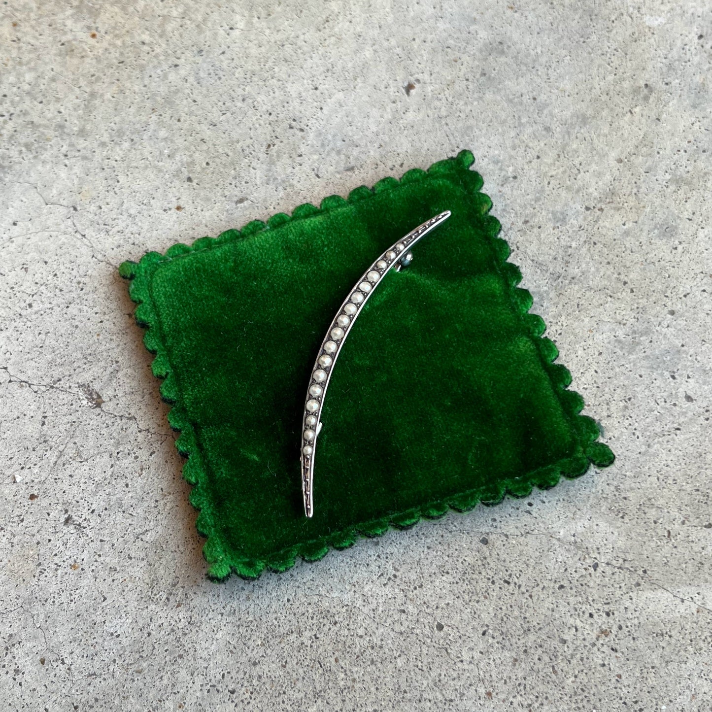 c. 1910s Sterling Silver Crescent Moon Brooch