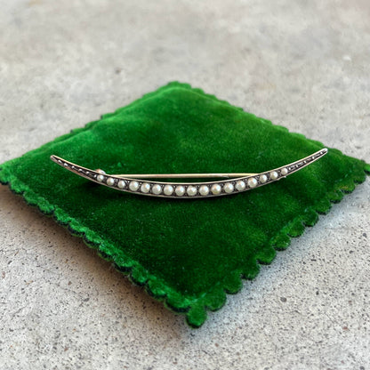 c. 1910s Sterling Silver Crescent Moon Brooch