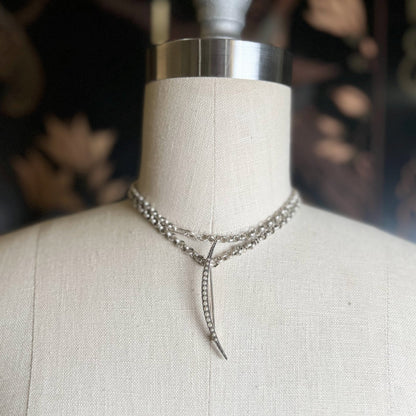 c. 1910s Sterling Silver Crescent Moon Brooch