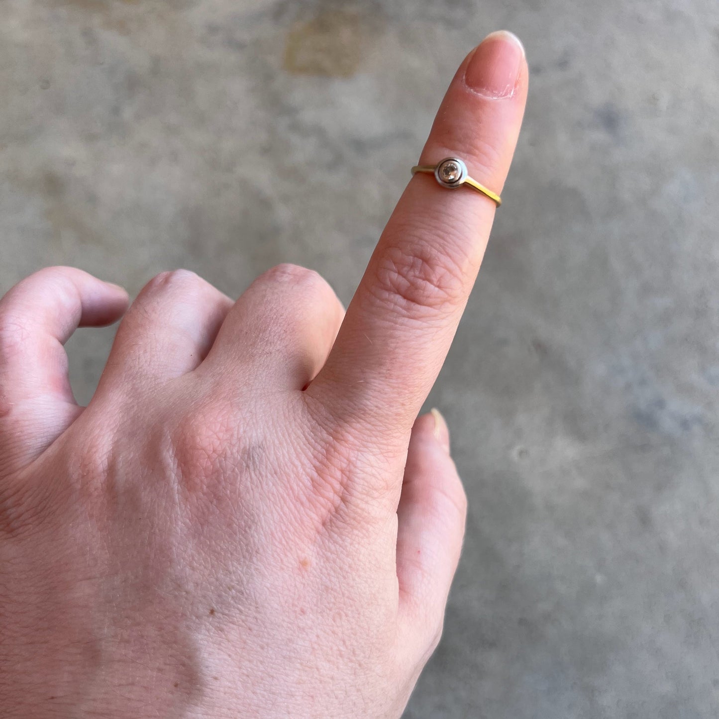 Early 20th c. 14k White + Yellow Gold Diamond Ring