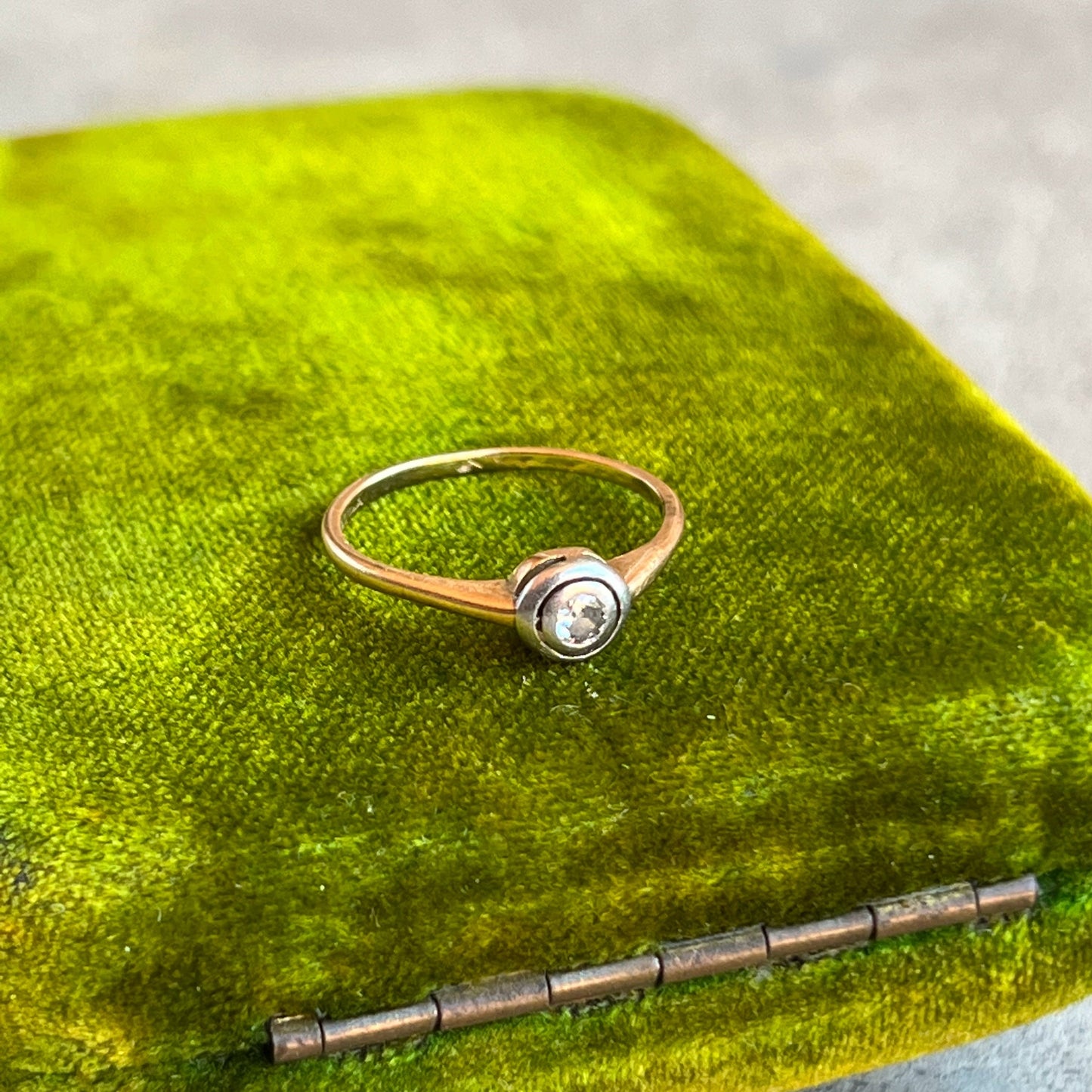 Early 20th c. 14k White + Yellow Gold Diamond Ring