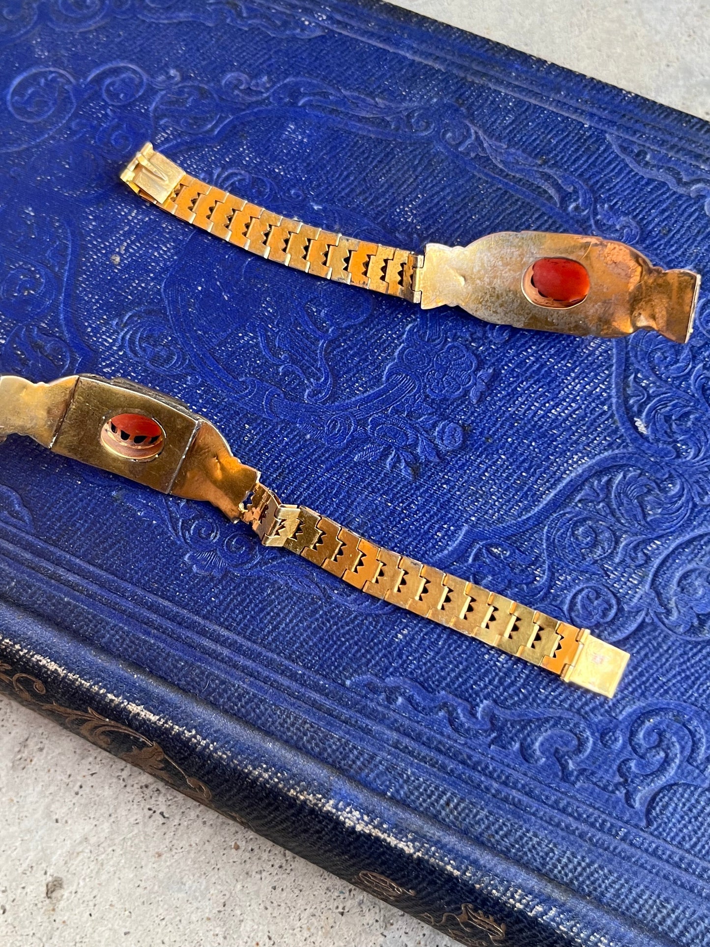 c. 1870s 18k Gold Filled Coral Cameo Bracelet