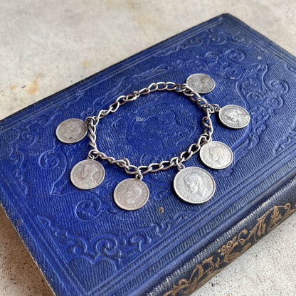 c. 1940s Sterling Silver Coin Bracelet