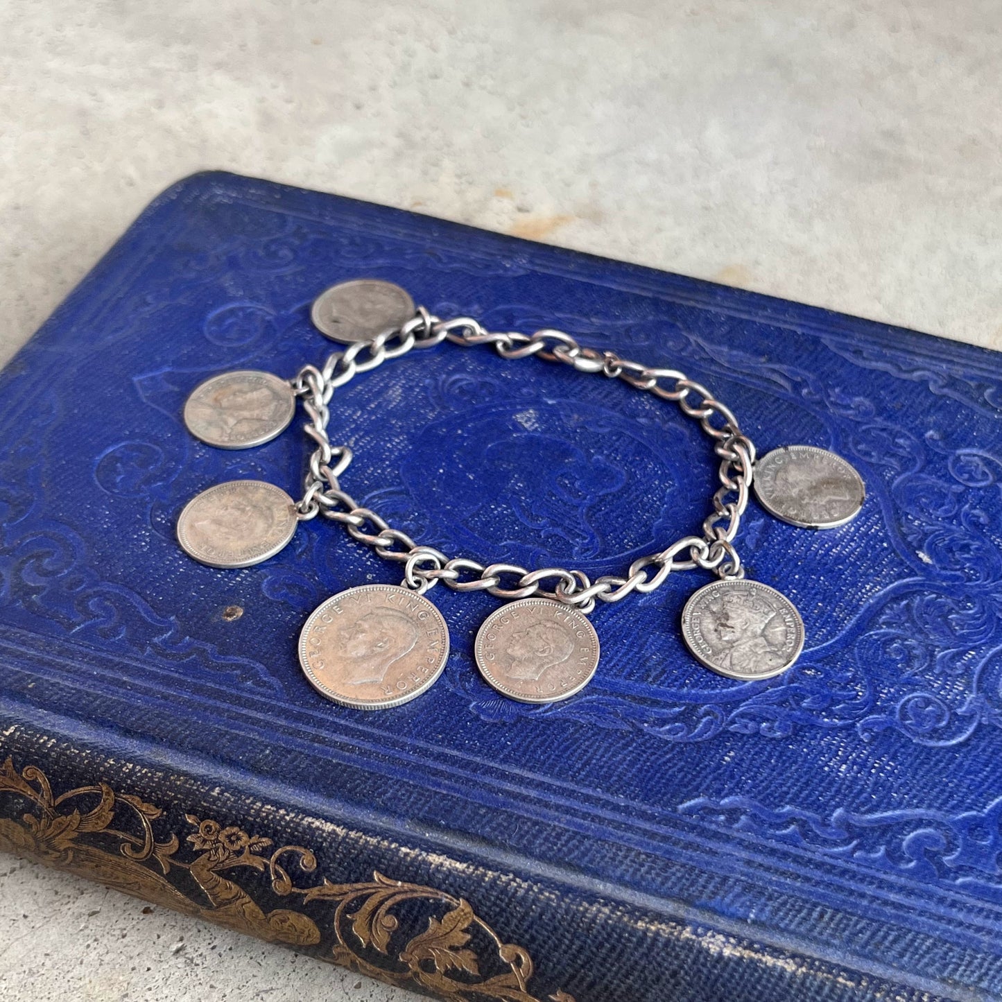 c. 1940s Sterling Silver Coin Bracelet
